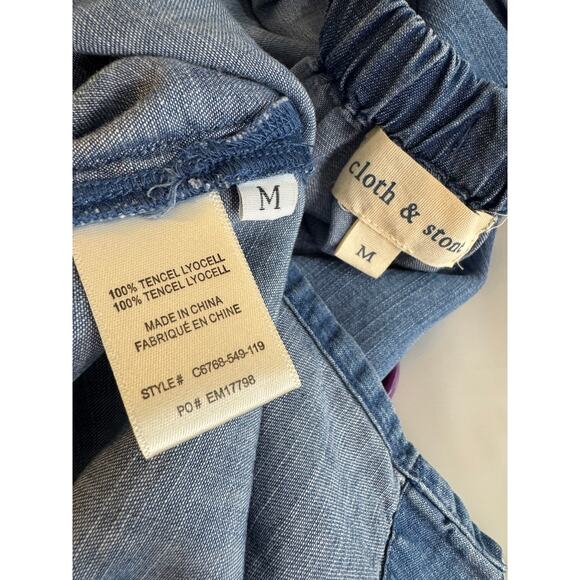 Cloth & Stone Off Shoulder Chambray Tencel Lyocell Dress Blue Size M - Picture 5 of 5